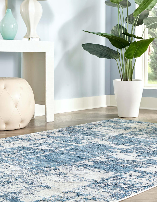 Blue 9' x 12' Finsbury Rectangle Area Rug 60% Polypropylene & 40% Polyester Contemporary Carpet for Living Rooms, Dining, Offices for Sale at Rug Engine