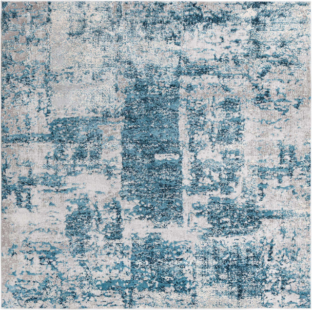 Blue 7' 10 x 7' 10 Finsbury Square Area Rug 60% Polypropylene & 40% Polyester Contemporary Carpet for Living Rooms, Dining, Offices for Sale at Rug Engine