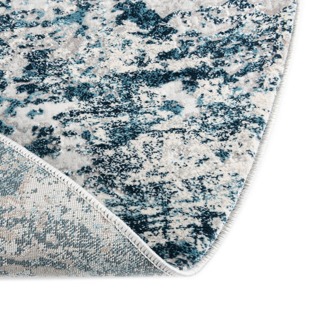 Blue 7' 10 x 10' Finsbury Oval Area Rug 60% Polypropylene & 40% Polyester Contemporary Carpet for Living Rooms, Dining, Offices for Sale at Rug Engine
