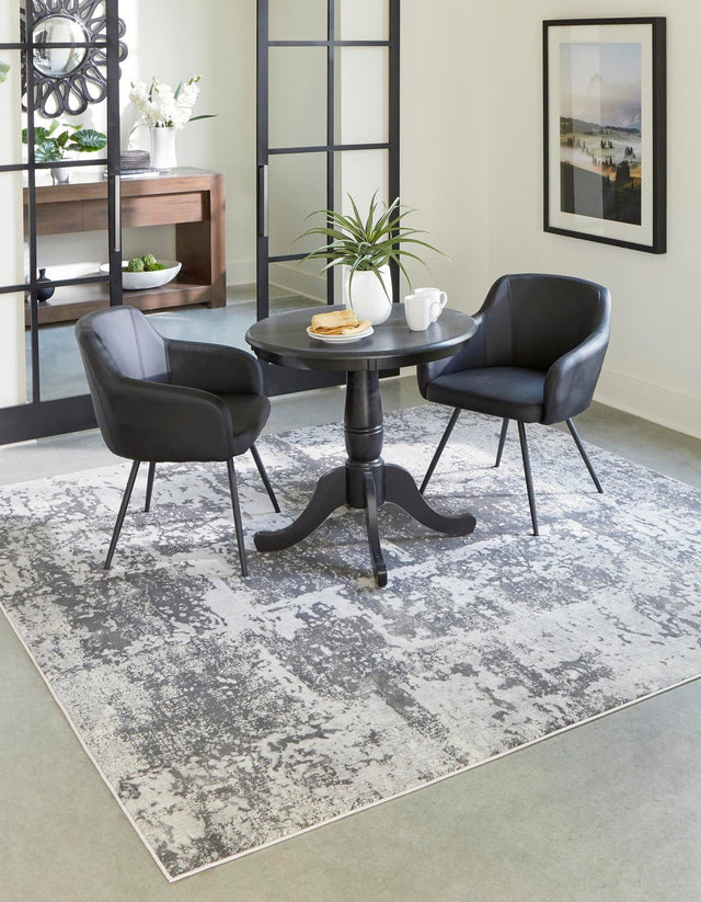 Gray 7' 10 x 7' 10 Finsbury Square Area Rug 60% Polypropylene & 40% Polyester Contemporary Carpet for Living Rooms, Dining, Offices for Sale at Rug Engine
