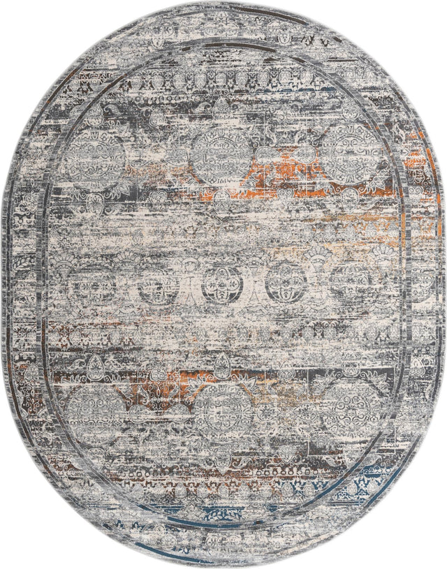 Multicolor 7' 10 x 10' Finsbury Oval Area Rug 60% Polypropylene & 40% Polyester Contemporary Carpet for Living Rooms, Dining, Offices for Sale at Rug Engine