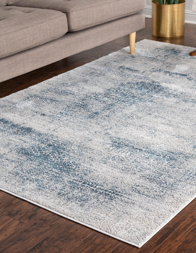 Blue 5' 3 x 8' Finsbury Rectangle Area Rug 60% Polypropylene & 40% Polyester Contemporary Carpet for Living Rooms, Dining, Offices for Sale at Rug Engine