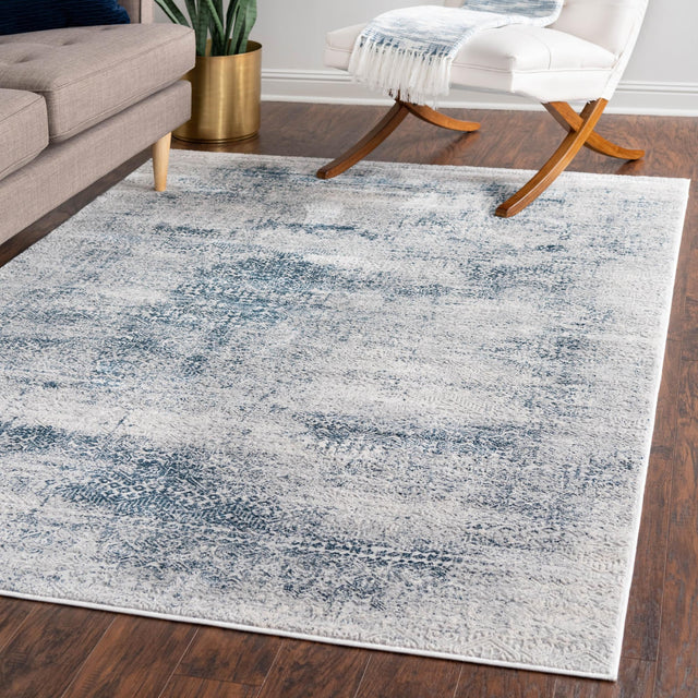 Blue 4' x 6' Finsbury Rectangle Area Rug 60% Polypropylene & 40% Polyester Contemporary Carpet for Living Rooms, Dining, Offices for Sale at Rug Engine