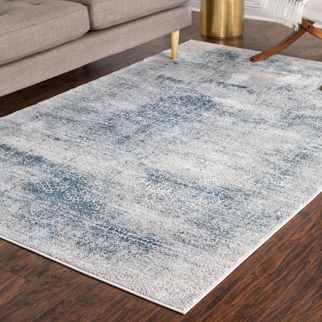 Blue 4' x 6' Finsbury Rectangle Area Rug 60% Polypropylene & 40% Polyester Contemporary Carpet for Living Rooms, Dining, Offices for Sale at Rug Engine