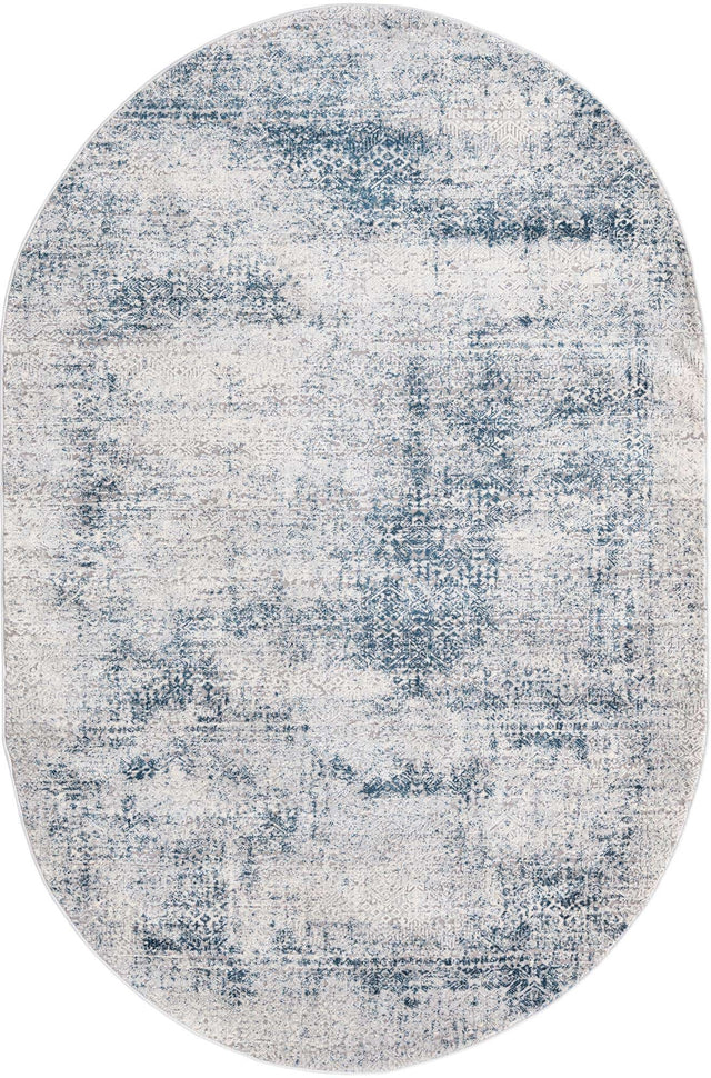 Blue 5' 3 x 8' Finsbury Oval Area Rug 60% Polypropylene & 40% Polyester Contemporary Carpet for Living Rooms, Dining, Offices for Sale at Rug Engine