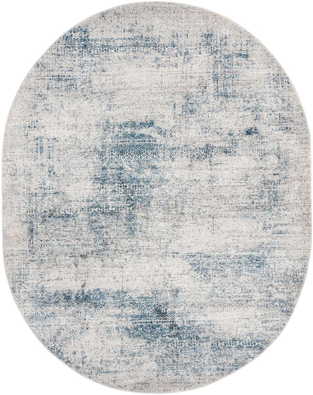Blue 7' 10 x 10' Finsbury Oval Area Rug 60% Polypropylene & 40% Polyester Contemporary Carpet for Living Rooms, Dining, Offices for Sale at Rug Engine