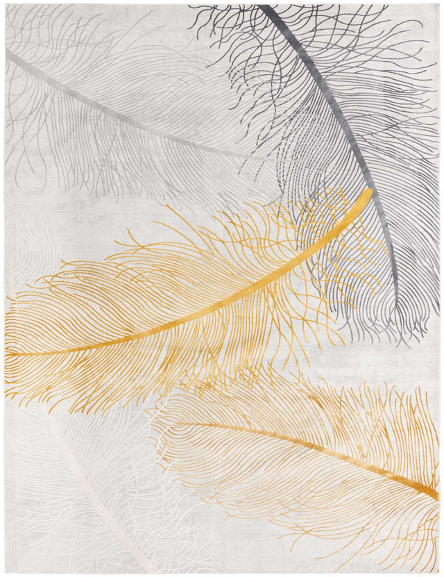 Yellow Gray 9' x 12' Finsbury Rectangle Area Rug 60% Polypropylene & 40% Polyester Contemporary Carpet for Living Rooms, Dining, Offices for Sale at Rug Engine