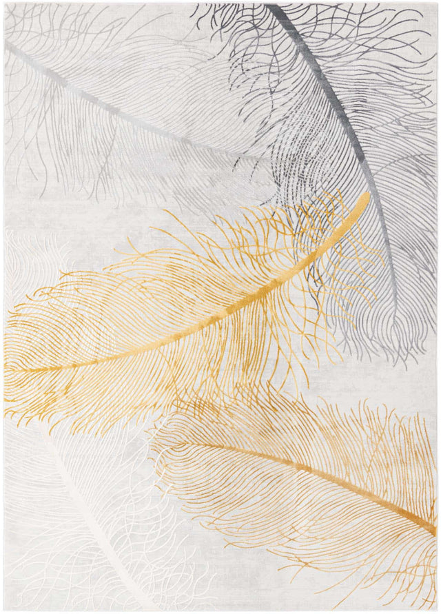 Yellow Gray 7' x 10' Finsbury Rectangle Area Rug 60% Polypropylene & 40% Polyester Contemporary Carpet for Living Rooms, Dining, Offices for Sale at Rug Engine