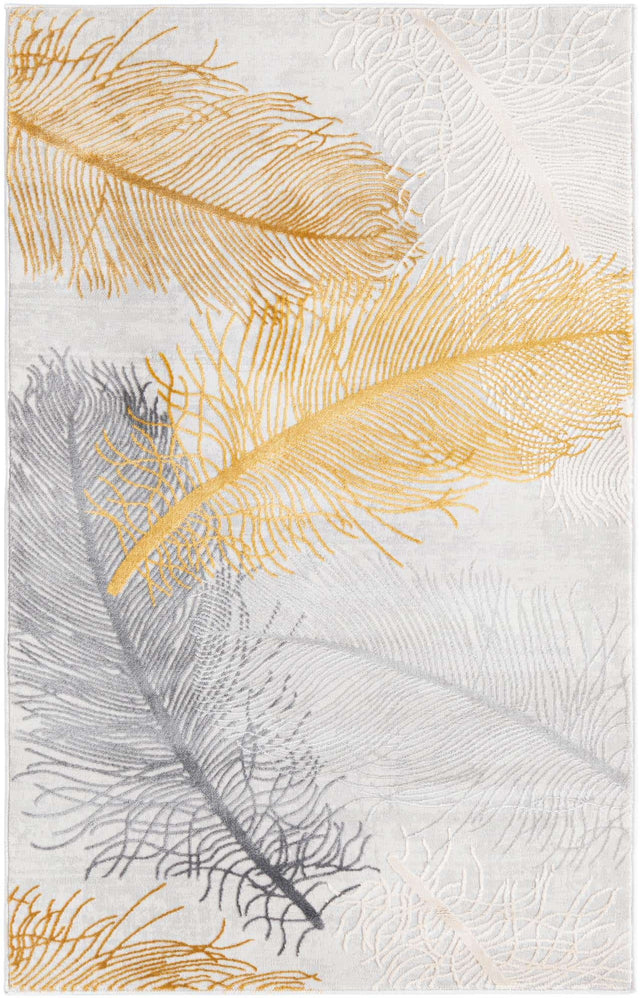 Yellow Gray 3' 3 x 5' 3 Finsbury Rectangle Area Rug 60% Polypropylene & 40% Polyester Contemporary Carpet for Living Rooms, Dining, Offices for Sale at Rug Engine
