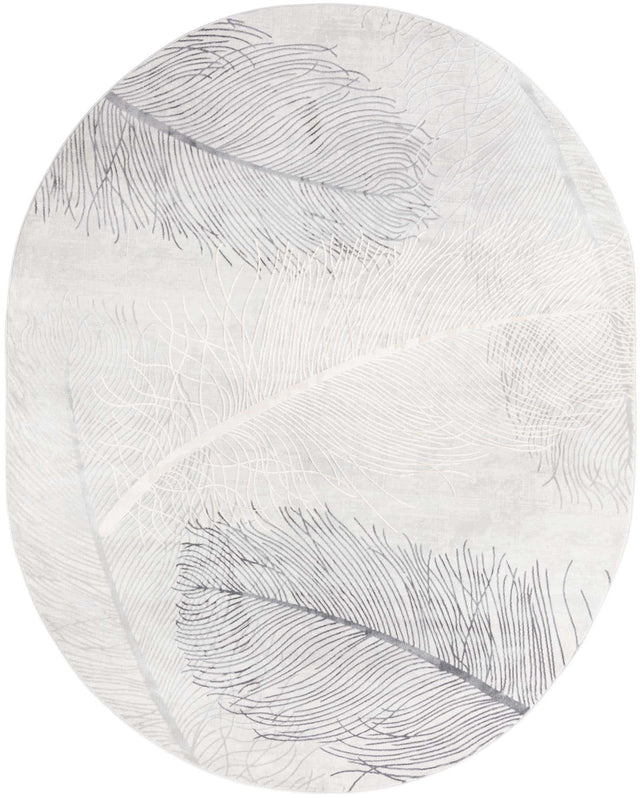 Gray 7' 10 x 10' Finsbury Oval Area Rug 60% Polypropylene & 40% Polyester Contemporary Carpet for Living Rooms, Dining, Offices for Sale at Rug Engine