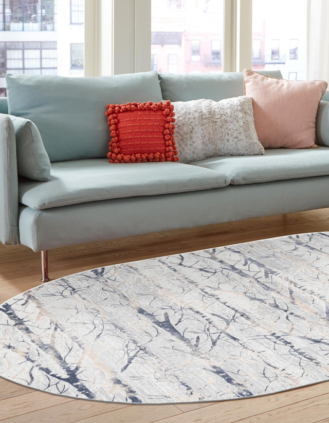 Gray 7' 10 x 10' Finsbury Oval Area Rug 60% Polypropylene & 40% Polyester Contemporary Carpet for Living Rooms, Dining, Offices for Sale at Rug Engine