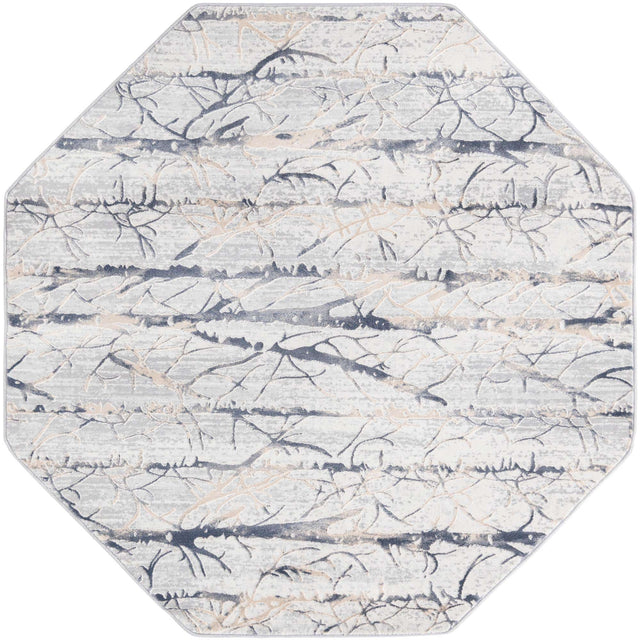 Gray 5' 3 x 5' 3 Finsbury Octagon Area Rug 60% Polypropylene & 40% Polyester Contemporary Carpet for Living Rooms, Dining, Offices for Sale at Rug Engine