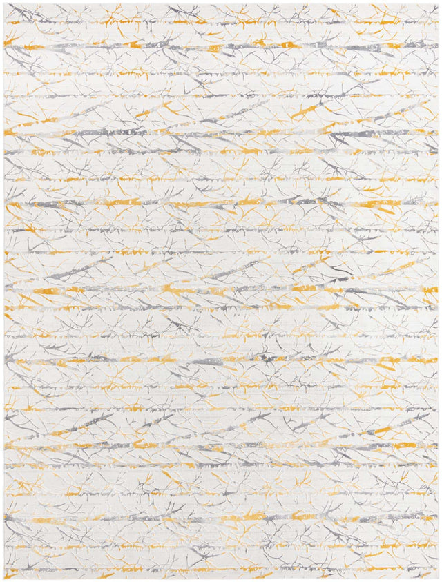 Yellow and Gray 9' x 12' Finsbury Rectangle Area Rug 60% Polypropylene & 40% Polyester Contemporary Carpet for Living Rooms, Dining, Offices for Sale at Rug Engine