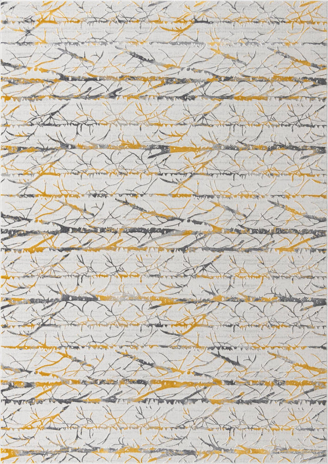 Yellow and Gray 7' x 10' Finsbury Rectangle Area Rug 60% Polypropylene & 40% Polyester Contemporary Carpet for Living Rooms, Dining, Offices for Sale at Rug Engine