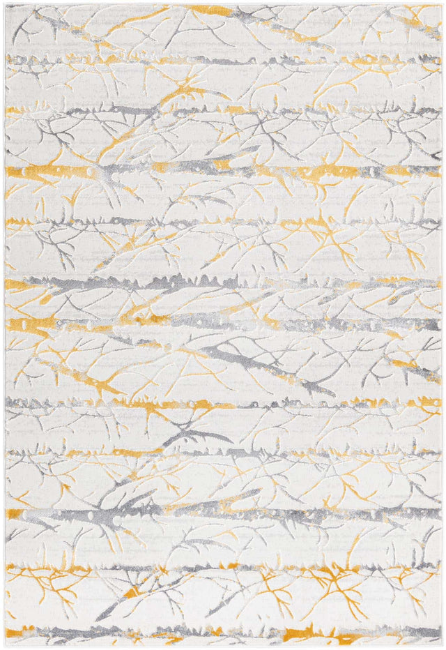 Yellow and Gray 4' x 6' Finsbury Rectangle Area Rug 60% Polypropylene & 40% Polyester Contemporary Carpet for Living Rooms, Dining, Offices for Sale at Rug Engine