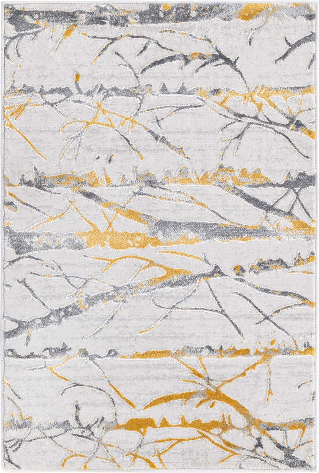 Yellow and Gray 2' x 3' Finsbury Rectangle Area Rug 60% Polypropylene & 40% Polyester Contemporary Carpet for Living Rooms, Dining, Offices for Sale at Rug Engine