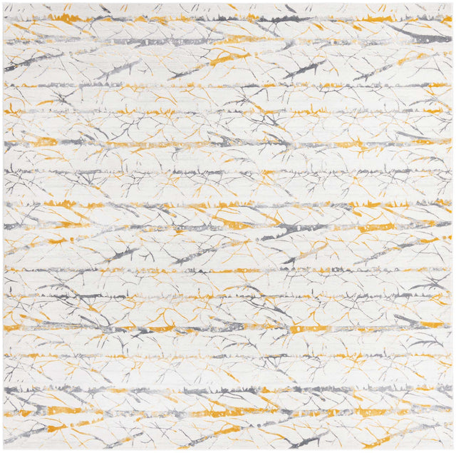 Yellow and Gray 7' 10 x 7' 10 Finsbury Square Area Rug 60% Polypropylene & 40% Polyester Contemporary Carpet for Living Rooms, Dining, Offices for Sale at Rug Engine