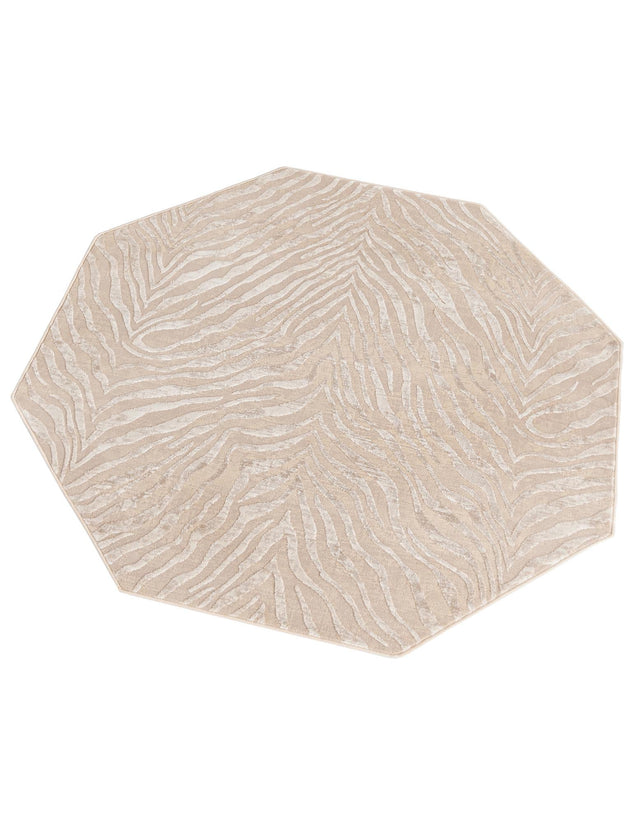 Ivory Beige 5' 3 x 5' 3 Finsbury Octagon Area Rug 60% Polypropylene & 40% Polyester Contemporary Carpet for Living Rooms, Dining, Offices for Sale at Rug Engine