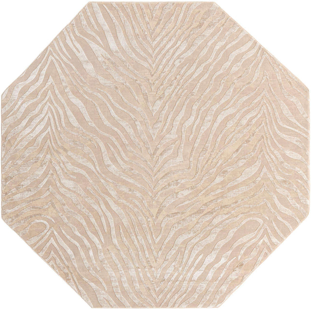 Ivory Beige 7' 10 x 7' 10 Finsbury Octagon Area Rug 60% Polypropylene & 40% Polyester Contemporary Carpet for Living Rooms, Dining, Offices for Sale at Rug Engine