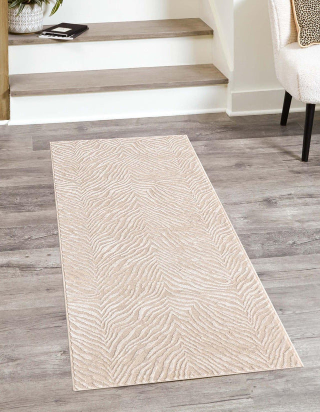 Ivory Beige 2' x 6' Finsbury Runner Area Rug 60% Polypropylene & 40% Polyester Contemporary Carpet for Living Rooms, Dining, Offices for Sale at Rug Engine