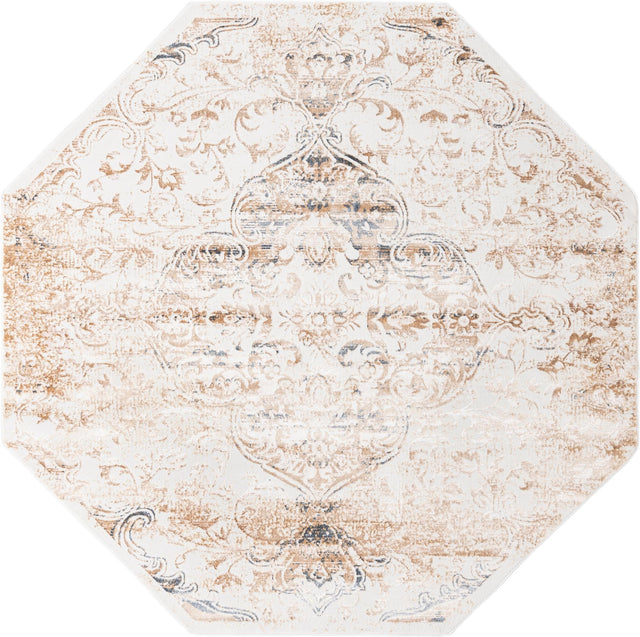 Ivory 7' 10 x 7' 10 Highbury Octagon Area Rug 60% Polypropylene & 40% Polyester With Jute Backing Vintage Distressed Traditional Carpet for Sale at Rug Engine