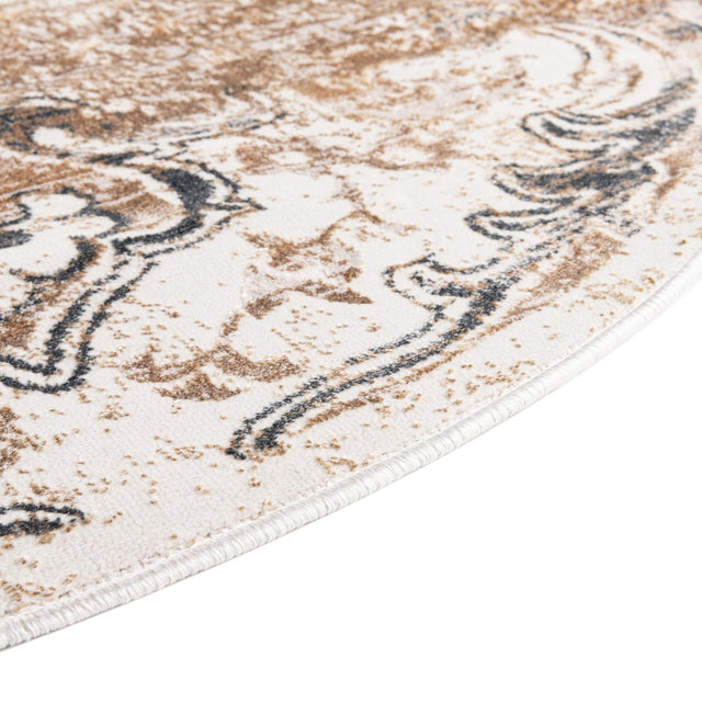 Ivory 5' 3 x 8' Highbury Oval Area Rug 60% Polypropylene & 40% Polyester With Jute Backing Vintage Distressed Traditional Carpet for Sale at Rug Engine