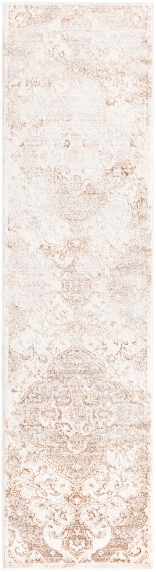 Cream 2' x 8' Highbury Runner Area Rug 60% Polypropylene & 40% Polyester With Jute Backing Vintage Distressed Traditional Carpet for Sale at Rug Engine