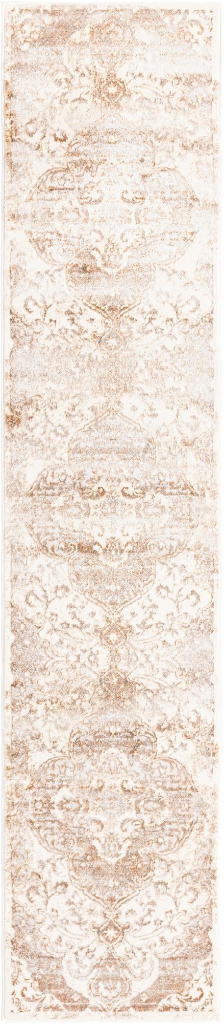Cream 2' x 9' 10 Highbury Runner Area Rug 60% Polypropylene & 40% Polyester With Jute Backing Vintage Distressed Traditional Carpet for Sale at Rug Engine