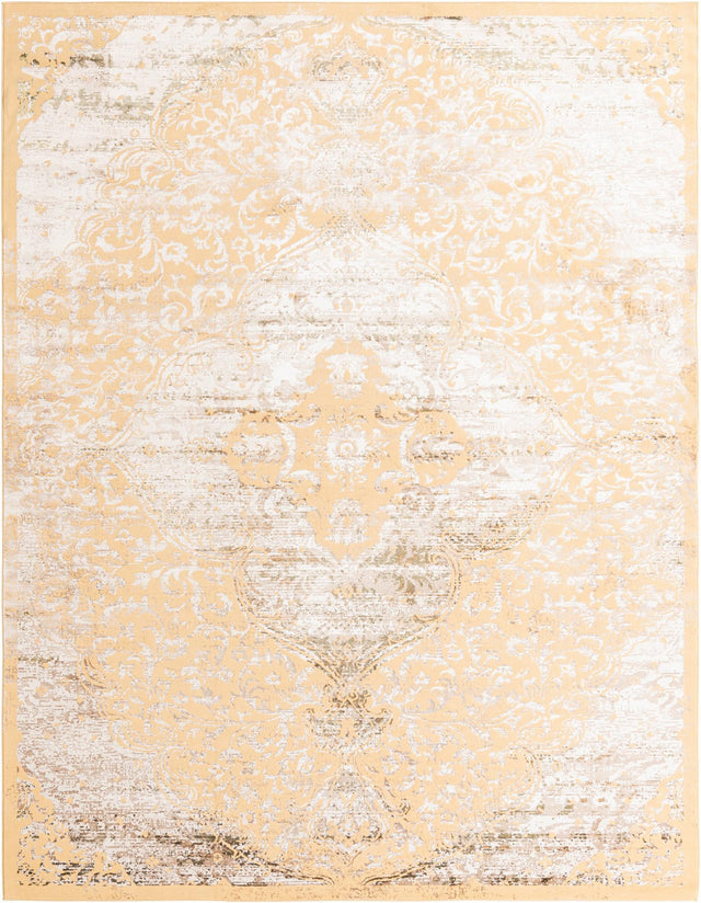 Yellow 9' x 12' Highbury Rectangle Area Rug 60% Polypropylene & 40% Polyester With Jute Backing Vintage Distressed Traditional Carpet for Sale at Rug Engine