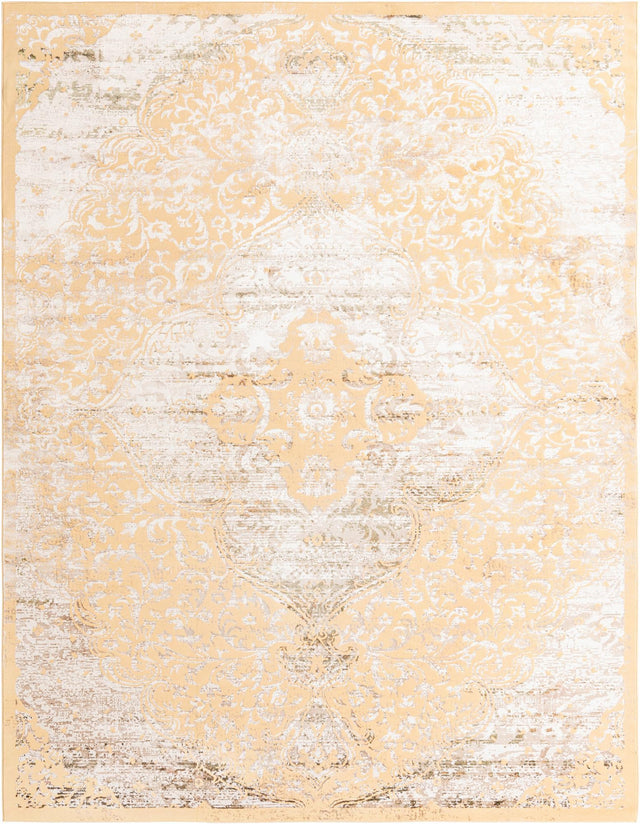Yellow 9' x 12' Highbury Rectangle Area Rug 60% Polypropylene & 40% Polyester With Jute Backing Vintage Distressed Traditional Carpet for Sale at Rug Engine