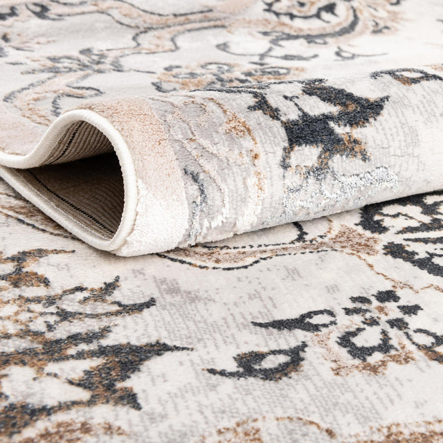 Ivory Gray 7' 10 x 10' Highbury Oval Area Rug 60% Polypropylene & 40% Polyester With Jute Backing Vintage Distressed Traditional Carpet for Sale at Rug Engine