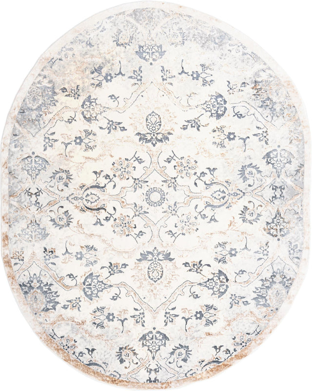 Ivory Gray 7' 10 x 10' Highbury Oval Area Rug 60% Polypropylene & 40% Polyester With Jute Backing Vintage Distressed Traditional Carpet for Sale at Rug Engine