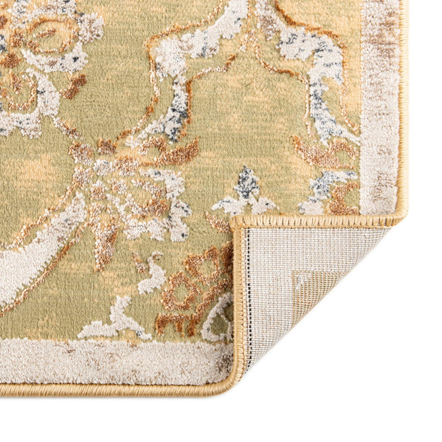 Yellow 7' 10 x 7' 10 Highbury Octagon Area Rug 60% Polypropylene & 40% Polyester With Jute Backing Vintage Distressed Traditional Carpet for Sale at Rug Engine