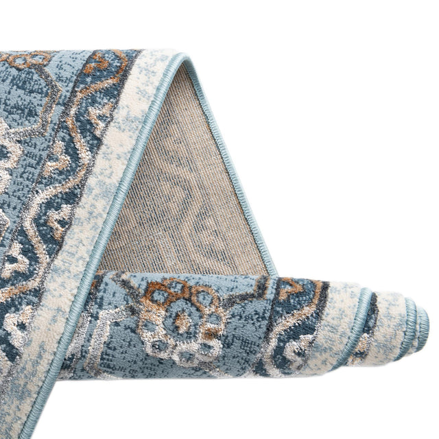 Blue 5' 3 x 5' 3 Highbury Octagon Area Rug 60% Polypropylene & 40% Polyester With Jute Backing Vintage Distressed Traditional Carpet for Sale at Rug Engine