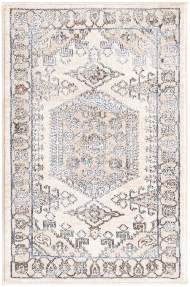 Ivory 2' x 3' Highbury Rectangle Area Rug 60% Polypropylene & 40% Polyester With Jute Backing Vintage Distressed Traditional Carpet for Sale at Rug Engine