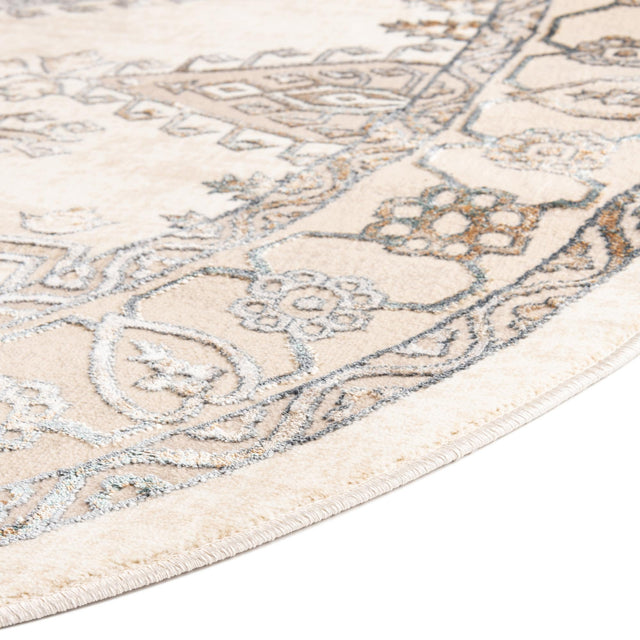 Ivory 7' 10 x 10' Highbury Oval Area Rug 60% Polypropylene & 40% Polyester With Jute Backing Vintage Distressed Traditional Carpet for Sale at Rug Engine