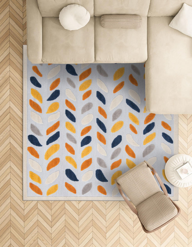Gray 7' 10 x 7' 10 Aruba Outdoor Square Area Rug Weather Resistant for Patio, Deck, Terrace, Balcony, Porch for Sale at Rug Engine
