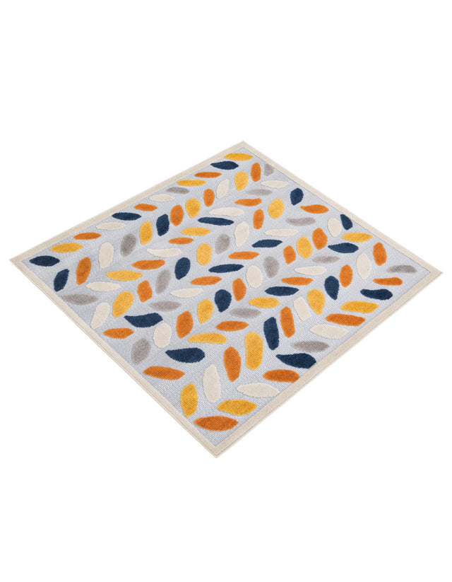 Gray 5' 3 x 5' 3 Aruba Outdoor Square Area Rug Weather Resistant for Patio, Deck, Terrace, Balcony, Porch for Sale at Rug Engine
