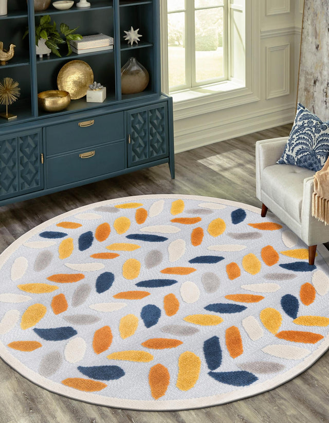 Gray 3' 3 x 3' 3 Aruba Outdoor Round Area Rug Weather Resistant for Patio, Deck, Terrace, Balcony, Porch for Sale at Rug Engine