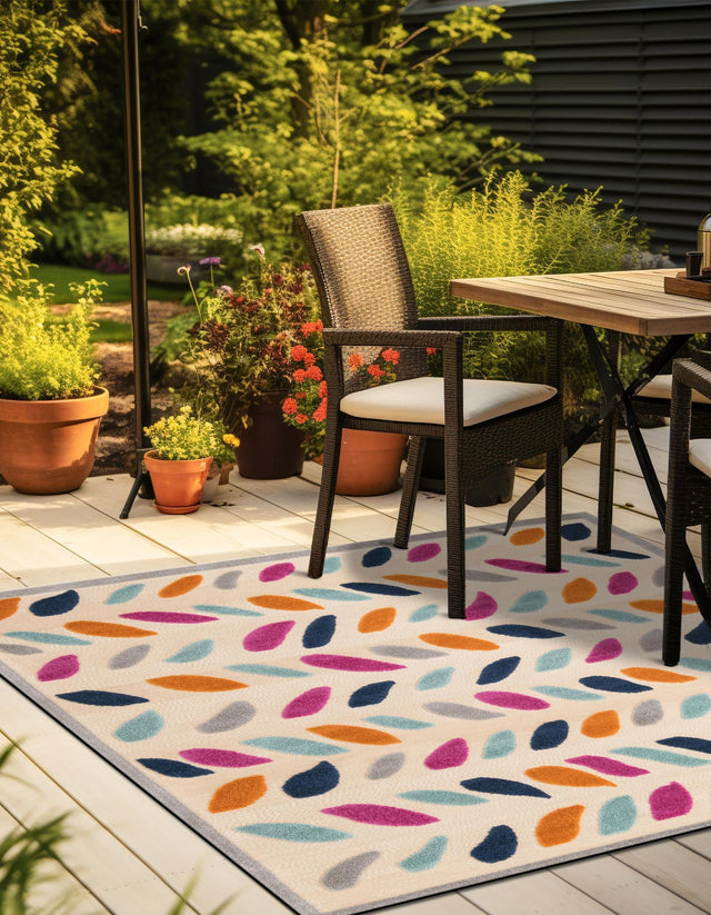 Beige 7' 10 x 7' 10 Aruba Outdoor Square Area Rug Weather Resistant for Patio, Deck, Terrace, Balcony, Porch for Sale at Rug Engine