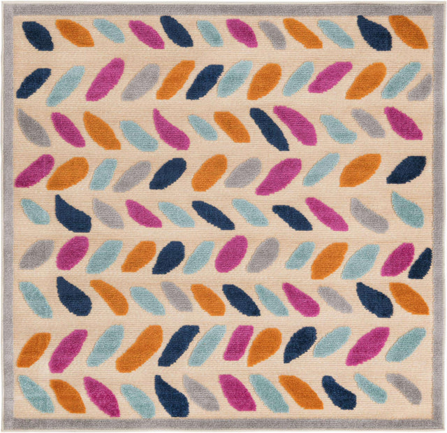 Beige 5' 3 x 5' 3 Aruba Outdoor Square Area Rug Weather Resistant for Patio, Deck, Terrace, Balcony, Porch for Sale at Rug Engine