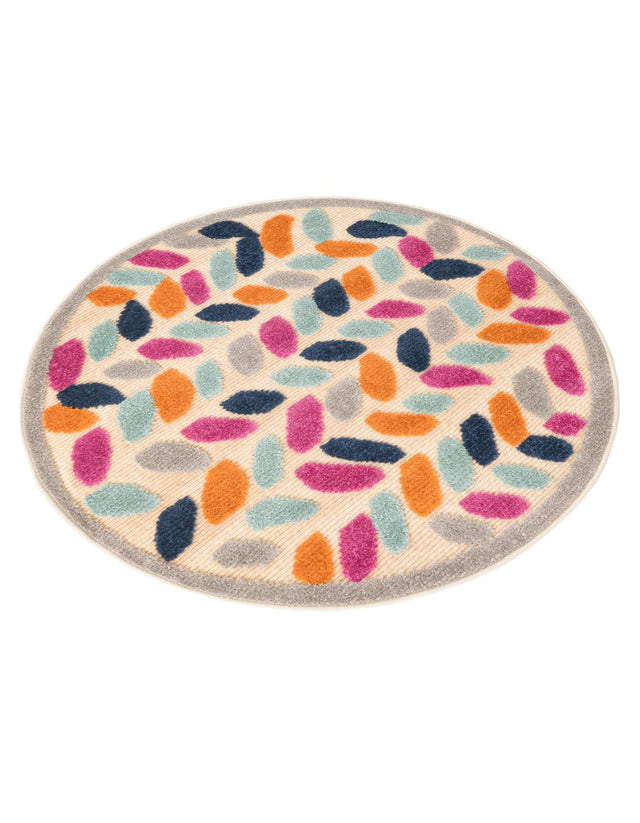 Beige 3' 3 x 3' 3 Aruba Outdoor Round Area Rug Weather Resistant for Patio, Deck, Terrace, Balcony, Porch for Sale at Rug Engine