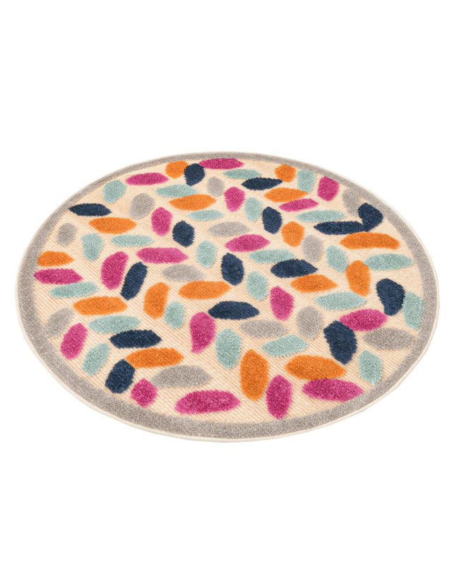 Beige 3' 3 x 3' 3 Aruba Outdoor Round Area Rug Weather Resistant for Patio, Deck, Terrace, Balcony, Porch for Sale at Rug Engine