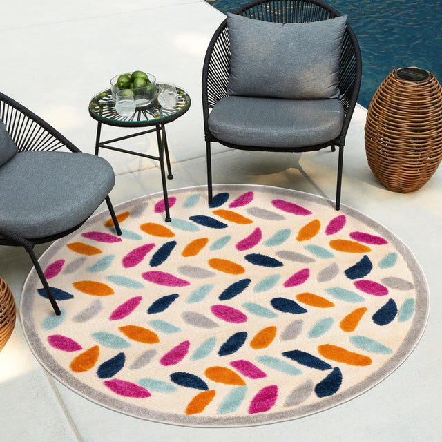Beige 3' 3 x 3' 3 Aruba Outdoor Round Area Rug Weather Resistant for Patio, Deck, Terrace, Balcony, Porch for Sale at Rug Engine