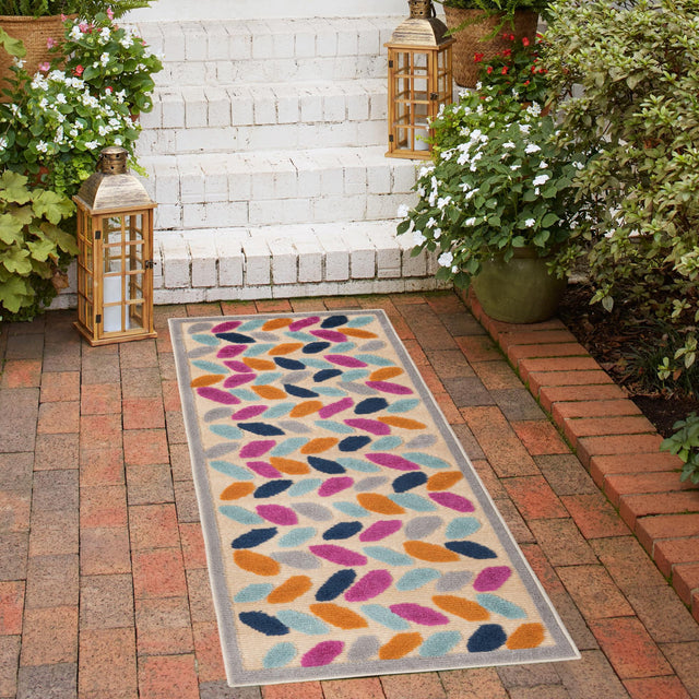 Beige 2' x 8' Aruba Outdoor Runner Area Rug Weather Resistant for Patio, Deck, Terrace, Balcony, Porch for Sale at Rug Engine