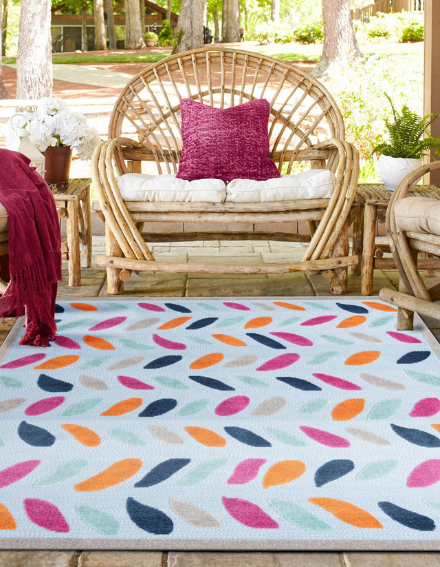Blue 7' 10 x 7' 10 Aruba Outdoor Square Area Rug Weather Resistant for Patio, Deck, Terrace, Balcony, Porch for Sale at Rug Engine
