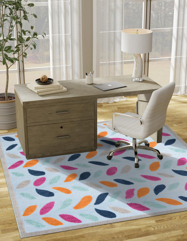 Blue 5' 3 x 5' 3 Aruba Outdoor Square Area Rug Weather Resistant for Patio, Deck, Terrace, Balcony, Porch for Sale at Rug Engine