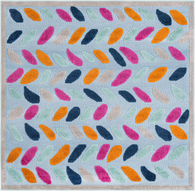 Blue 5' 3 x 5' 3 Aruba Outdoor Square Area Rug Weather Resistant for Patio, Deck, Terrace, Balcony, Porch for Sale at Rug Engine