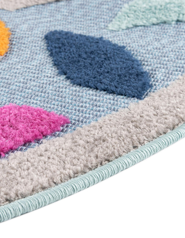 Blue 5' 3 x 5' 3 Aruba Outdoor Round Area Rug Weather Resistant for Patio, Deck, Terrace, Balcony, Porch for Sale at Rug Engine