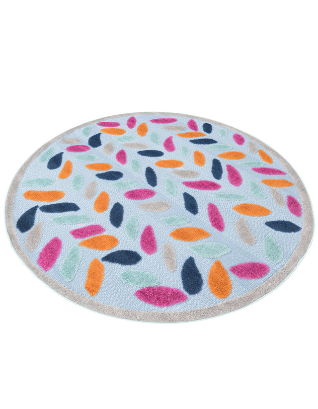 Blue 5' 3 x 5' 3 Aruba Outdoor Round Area Rug Weather Resistant for Patio, Deck, Terrace, Balcony, Porch for Sale at Rug Engine
